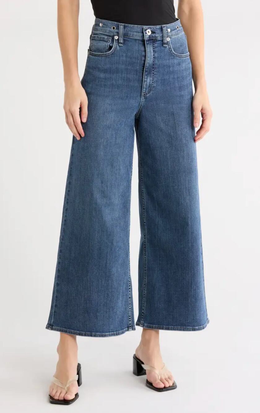 Rag & Bone Serena Crop High Rise Wide Leg Jeans Blue 27 / 4